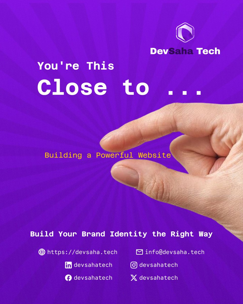 devsahatech's tweet photo. 🤏 Close isn't enough when it comes to your online growth.

Build a powerful website and scale your brand identity the right way with DevSaha Tech.

Get started today ⬇️
🌐 https://t.co/Mwoy3hh9XY
📧 info@devsaha.tech

#DevSahaTech #WebDevelopment #TechSolutions https://t.co/7XPNt9VnrA