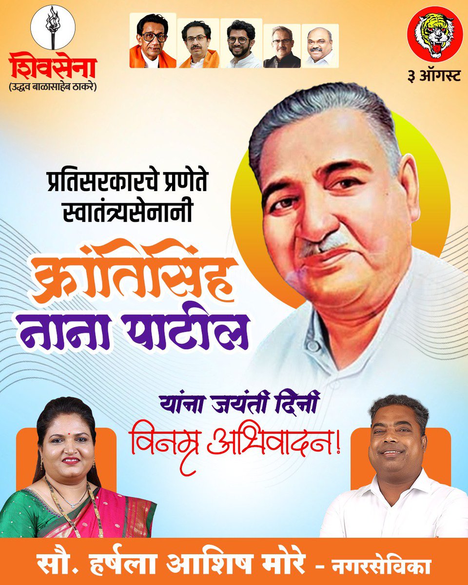 HarshalaMo81306's tweet photo. प्रतिसरकारचे प्रणेते, स्वातंत्र्यसैनिक क्रांतिसिंह नाना पाटील यांना जयंतीनिमित्त विनम्र अभिवादन!
त्यांच्या अदम्य धैर्य, त्याग आणि राष्ट्रसेवेचा वारसा प्रत्येक भारतीयासाठी सदैव प्रेरणादायी राहील. https://t.co/b59rO7JnpS