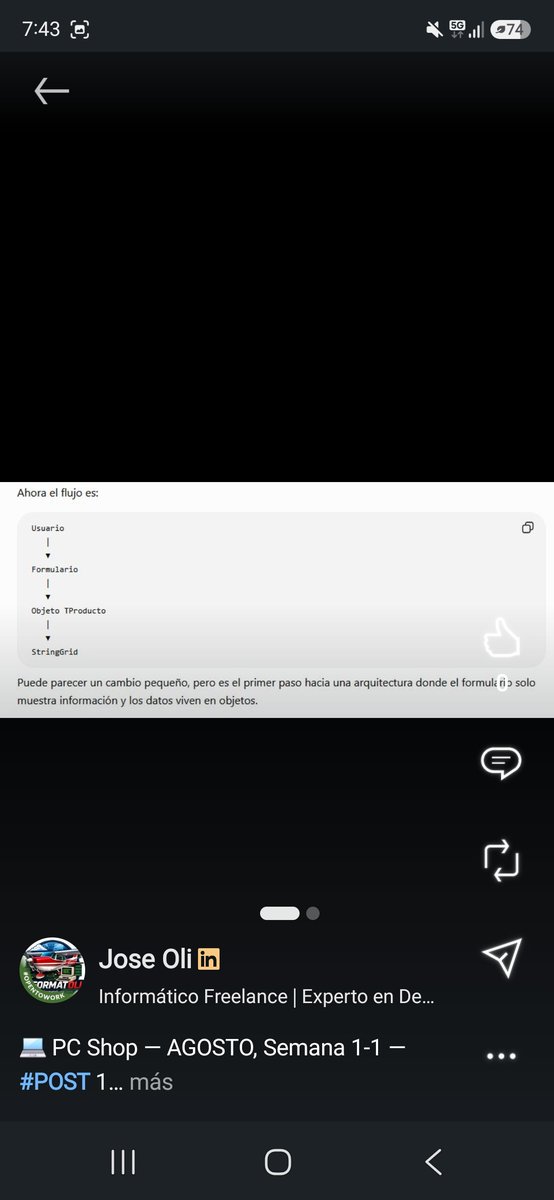 informatoli's tweet photo. 💻 PC Shop — #POST 1

Se incorpora TObjectList<TProducto> para gestionar múltiples productos y organizar correctamente su memoria.

🔗 https://t.co/bd736S768Y

#Delphi #ObjectPascal #PCShop https://t.co/1FSNSHS4fV