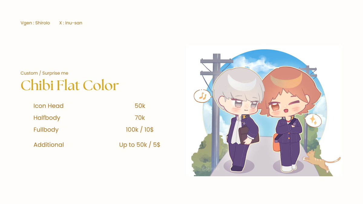 Shirooio_'s tweet photo. ⭐ COMMISSION OPEN ⭐ 

Hello, I'm reopening commission with new price!

Available for local and international clients with limited slots. If you interested, please check it out or you can dm me, thankyou for all support! 🧡🤍

#Opencommission #Vgencomm #Vgenopen https://t.co/eCxvN9gV7H