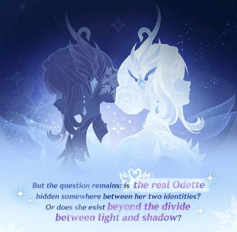 OdetteDailies's tweet photo. Is the real Odette hidden somewhere between her two identities? Or does she exist beyond the devide between light and shadow? https://t.co/rjyRVq87nM
