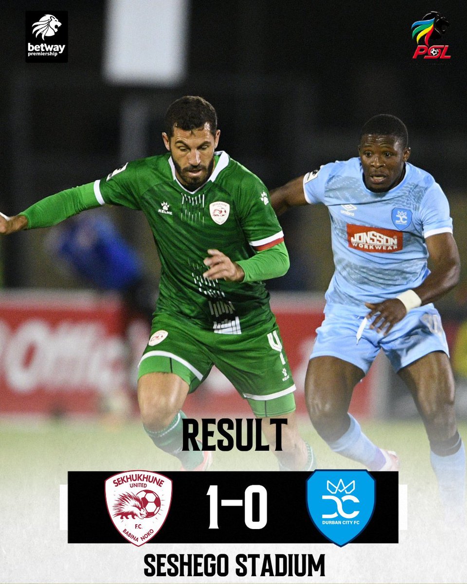DanieMothowagae's tweet photo. #SekhukhuneUnited 1-0 #DurbanCity

⚽ #BetwayPrem Matchday 2 gets underway with another full round of fixtures on 11-12 August. https://t.co/5DrUnkadoS