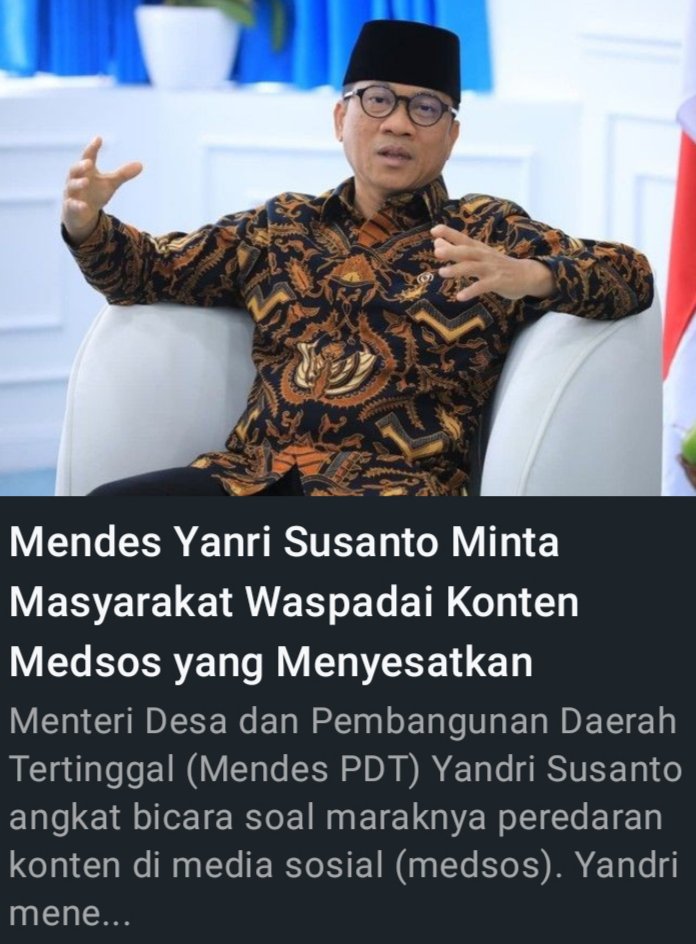 proewito's tweet photo. Menteri Desa PDT menyikapi   konten negatif dlm radius 2 km dr KDKMP dilarang ada kios/toko kelontong, jika sdh ada hrs pindah/denda. Informasi ini tdk benar &amp; menyesatkan.  
#KementerianDesaPDT
#BPSDMKementerianDesaPDT
#BangunDesaBangunIndonesia
#DesaTangguhIndonesiaTumbuh https://t.co/9uMubm95qc