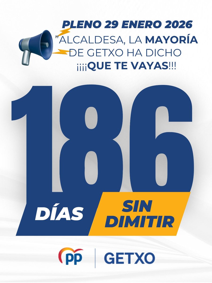 PPdeGetxo's tweet photo. 186 días y la alcaldesa sigue sin dimitir https://t.co/Pj5RFgnNNA