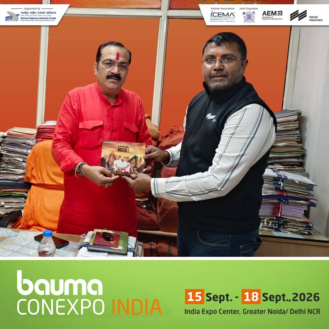 baumaCONEXPOIND's tweet photo. A valuable industry interaction.

The bauma CONEXPO INDIA 2026 team met Shivakant Shukla, State President, M.P. Government Contractor Association, and invited the association to the show.

Register: https://t.co/2W8IPX8XWn

#baumaCONEXPOIndia #BuildIndia https://t.co/uaHTer5gOV