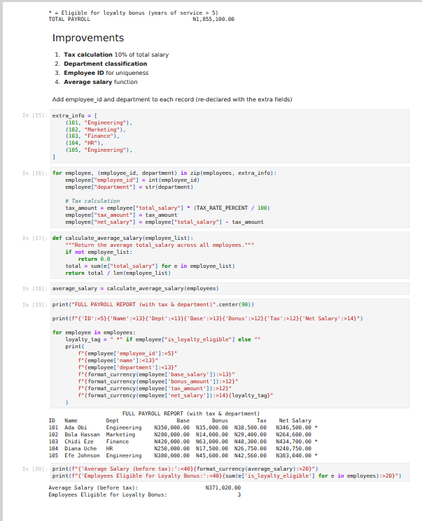 the_analyst5's tweet photo. Python Software Development Journey
These project 2 demonstrates core Python concepts (variables, data types, operators) applied to a real business problem: Employee Payroll Calculator
#Python #SoftwareEngineering #CWGAcademy #LearningInProgress #TechCareers #Programming https://t.co/Z8XT0vplFG