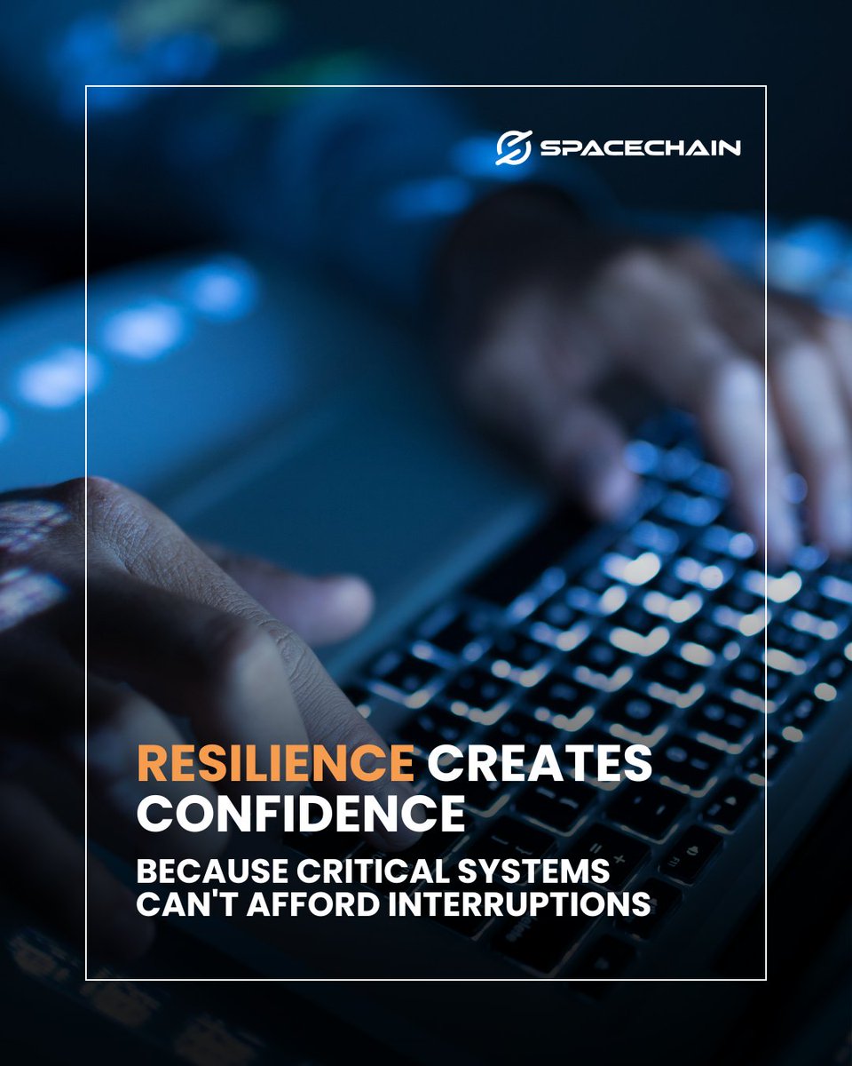 SpaceChain's tweet photo. The strongest infrastructure isn't defined by ideal conditions, it's measured by how well it performs when challenges arise.

SpaceChain focuses on technologies that strengthen operational continuity, improve system resilience, and support secure communications across complex environments.

Because confidence comes from knowing your infrastructure is built to last.

👉 Explore our technologies at https://t.co/K4iq7bM4NF

#spacechain #resilience #spacesecurity #trustinfrastructure #spaceinfrastructure #securecommunications #spacesystems #spaceinnovation