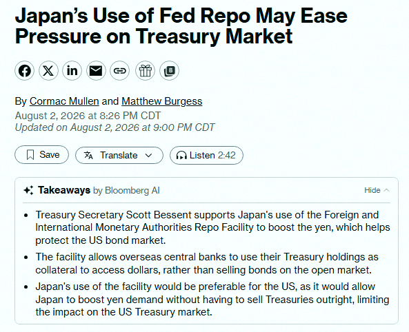 30_dec's tweet photo. 日本は将来、国際レポファシリティを活用して円を強化し、米国債を売らなくて済むようにする方針らしい 🚨 🚨 https://t.co/yxYDZJdyMi