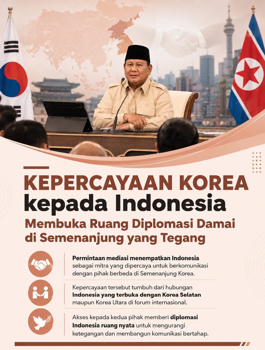 zunedsmith's tweet photo. Kepercayaan Korea Kepada Indonesia Membuka Ruang Diplomasi Damai di Semenanjung yang Tegang. #JagaDamai https://t.co/khNmLfAYPU
