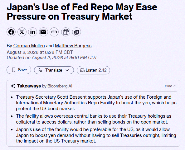 s_t0727's tweet photo. 日本、今後は国際レポ制度を使って円を強化する方針みたい。米国債を売らなくてもよくなるらしい🚨🚨 https://t.co/uYldlXKcX8