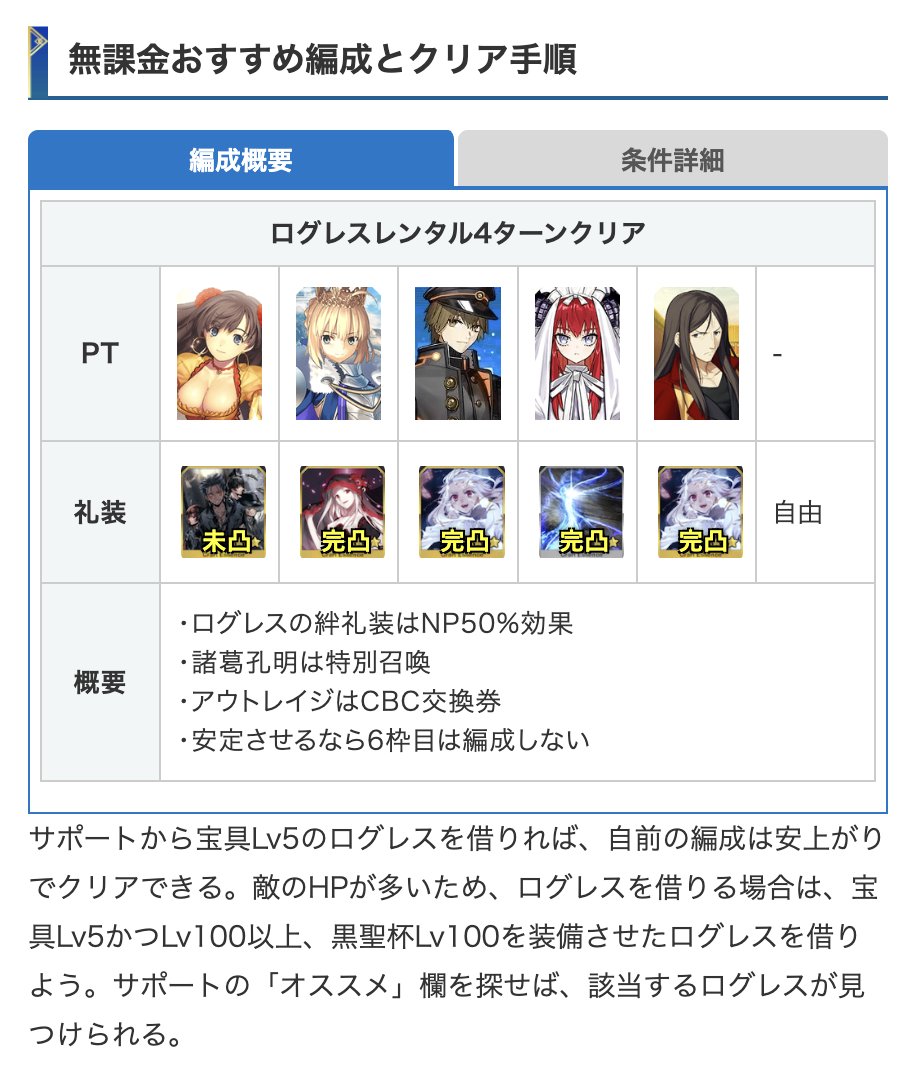 kamigame_FGO's tweet photo. 【地獄の試練1発クリア編成】
1度の挑戦で、地獄の試練ミッション全てをクリアできる編成を作りました！

サポートからログレスを借りれば、自前キャラを揃える難易度はかなり低めですmm

▼詳細なクリア手順はこちら
https://t.co/MDdvL7tciL https://t.co/AVZTSrEDAT