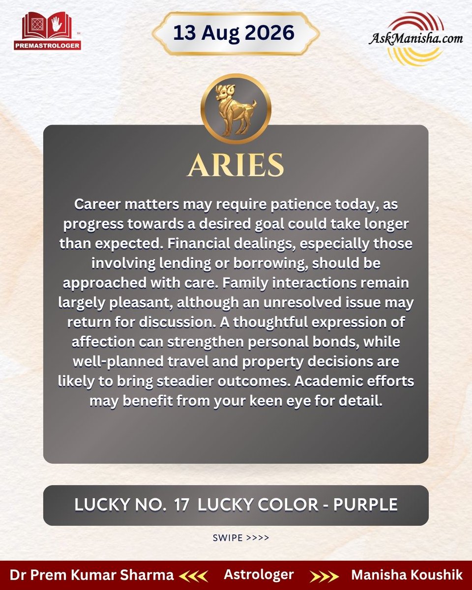Daily Horoscope for 13th Aug' 2026 #Aries #Taurus #Gemini#Cancer