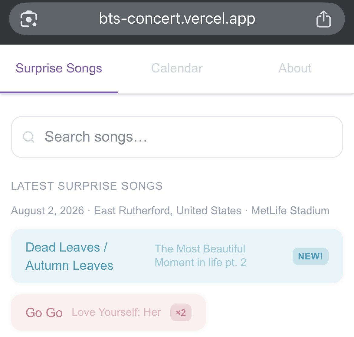 loretogt's tweet photo. #BTS_WORLDTOUR_ARIRANG #BTS_WORLDTOUR_ARIRANG_NYC 💜

Updated the website with the surprise songs from NYC 🇺🇸✨

🎤 Day 1:
• Dis-ease
• Run

🎤 Day 2:
• Autumn Leaves
• Go Go

Check the full surprise song tracker here 👇💜

https://t.co/3otqLZjM8M https://t.co/BSr3ANJQUD