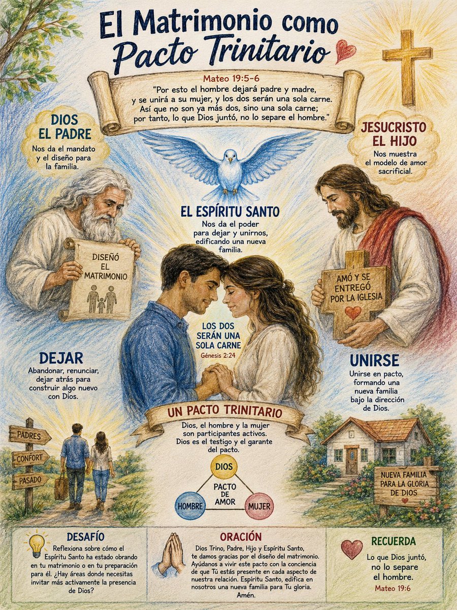 ltovarg's tweet photo. #devocional
#devocionaldiario
#RenuevoTurbaco
El matrimonio es un pacto trinitario donde Dios, el hombre y la mujer son participantes activos. https://t.co/ghvo70S4pu