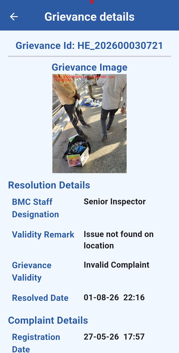 sipaniamit's tweet photo. @AshwiniBhide @mybmc @CMOMaharashtra, with due respect my comp.. regarding the poor maint.. &amp; hawker on Bandra Skywalk, raised on 26 May, was closed on 1 Aug as "Invalid Complaint" without proper verification, Kindly ck video taken on 30 July &amp; Ck people's opinion about Mumbai https://t.co/1fzCzCDmoP
