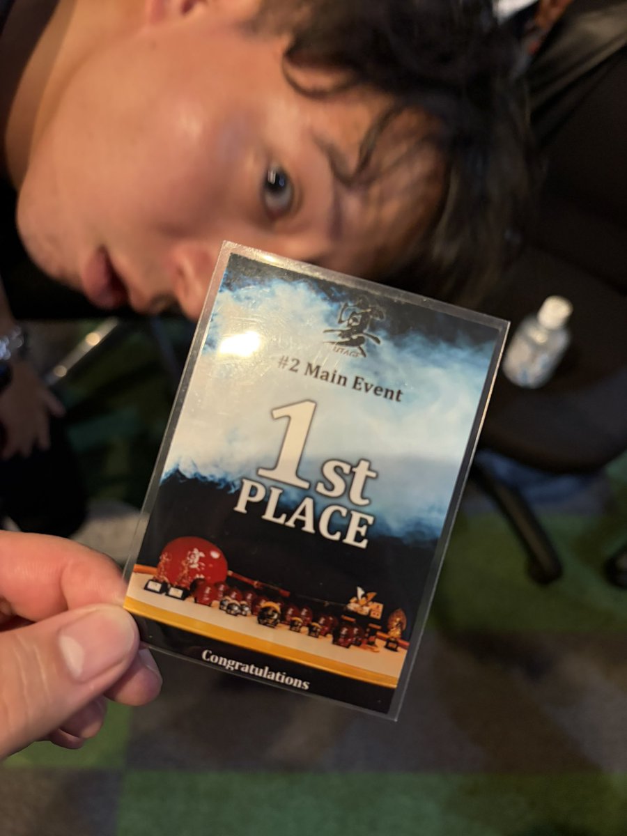 bibitan777's tweet photo. 宴のメインイベント優勝しましたー🥇🥇🥇
仲良しメンバーがわざわざ応援来てくれたしハウスのイベント絶対優勝したかったんでめちゃくちゃ嬉しいです😃

T3oのプッシュだけ焦ってスタックサイズ勘違いしててミスりました。反省。

なにはともあれ優勝できてほんま良かった！
これからもがんばります！ https://t.co/3eSv6hXhv6
