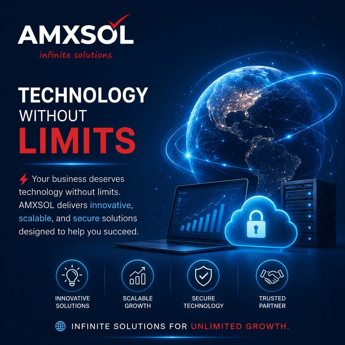 amxsol's tweet photo. Technology Without Limits. Infinite Possibilities.
Your business deserves technology that grows with your vision. 
To learn more,
Follow 👉 @amxsol
visit https://t.co/etOLFwDT5l 
📞 (215) 268-6168 | 
✉️ info@amxsol.com
#AMXSOL #InfiniteSolutions #TechnologyWithoutLimits https://t.co/CjLGwFT6ci