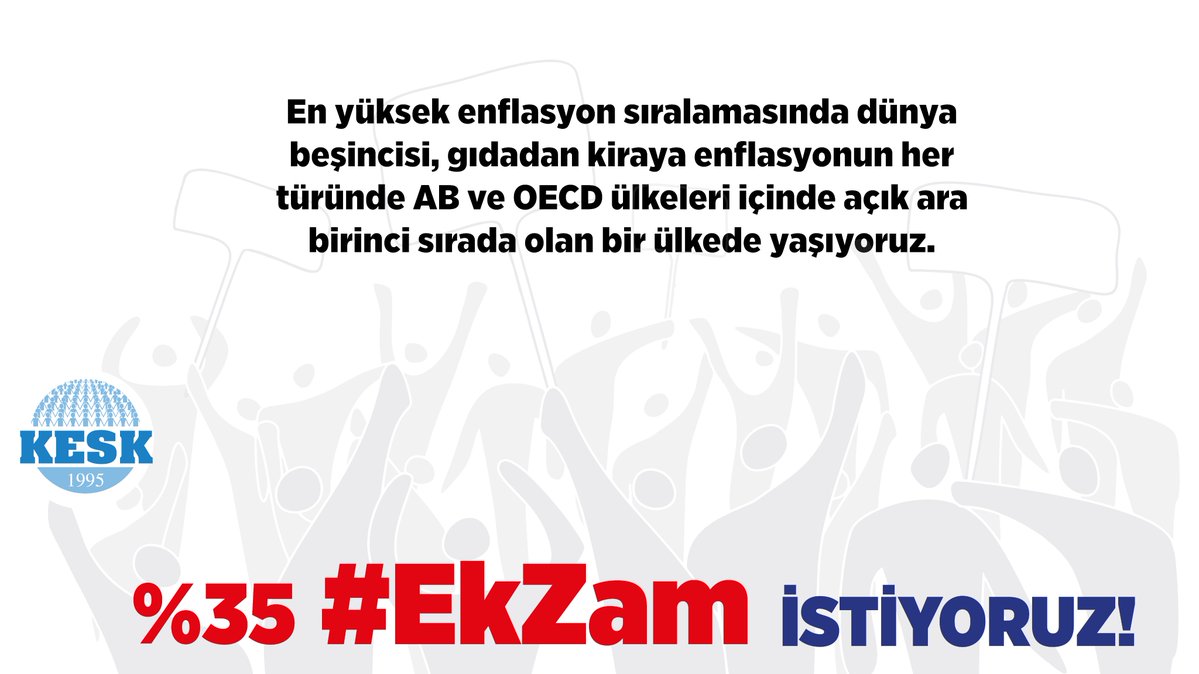 KESK1995's tweet photo. %35 #EkZam İSTİYORUZ!👇
✔Hepimize çalışırken yoksulluk, emeklilikte sefalet dayatılıyor! Emekli aylıklarımız gittikçe düşüyor.
✔Toplu sözleşme kadük (geçersiz) hale geldi!
✔İlave seyyanen ödenek başta olmak üzere mevcut tüm ek ödemelerin taban aylığımıza yansıtılmasını İSTİYORUZ! 
✔En yüksek enflasyon sıralamasında dünya beşincisi, gıdadan kiraya enflasyonun her türünde AB ve OECD ülkeleri içinde açık ara birinci sırada olan bir ülkede yaşıyoruz.