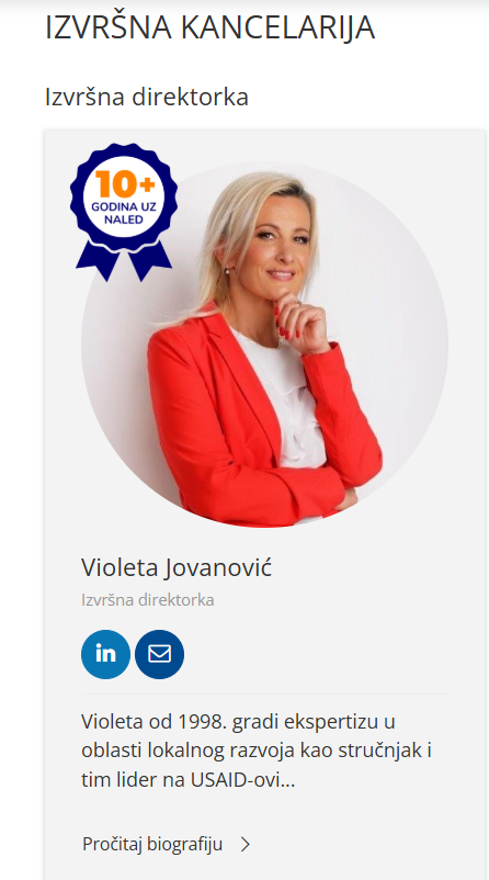 Proci_ce's tweet photo. @Sikter7535 И данас, извршни директор Violeta od 1998. gradi ekspertizu u oblasti lokalnog razvoja kao stručnjak i tim lider na USAID-ovim programima u Srbiji i regionu, kroz osmišljavanje, zagovaranje i realizaciju razvojnih projekata u vrednosti od preko 10 miliona dolara. https://t.co/6w8lyg2mP6