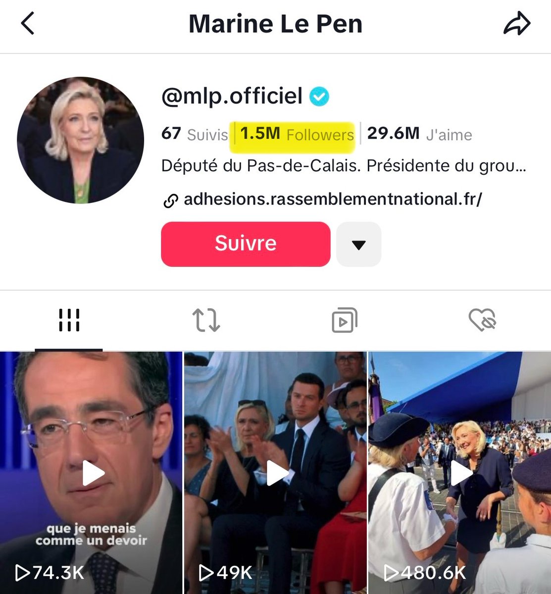 RefractaireFR's tweet photo. Mélenchon a atteint les 3 millions d’abonnés sur Tiktok, il est le candidat le plus suivi de cette plateforme.

1er Mélenchon 3 Millions 👑
2ème Le Pen 1,5 Millions
3ème Attal 686k
4éme Hollande 380k

El famoso «le plus rejeté». Ce que vous dit la télé, n’est pas le réalité👇 https://t.co/zASu69Ht7e