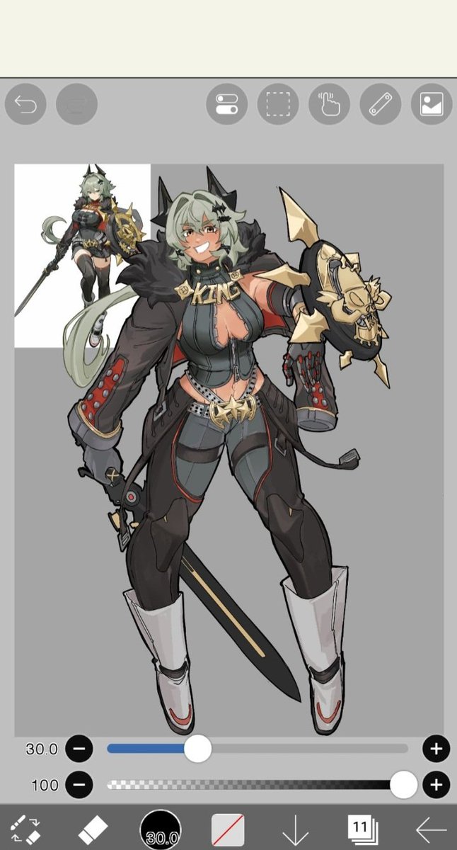 ZZZAnonymously's tweet photo. Ceasar King redesign for fun (ignore the smaller shield i could not be bothered to make it accurate after i colored everything 💀) https://t.co/KPuZIE9zXe