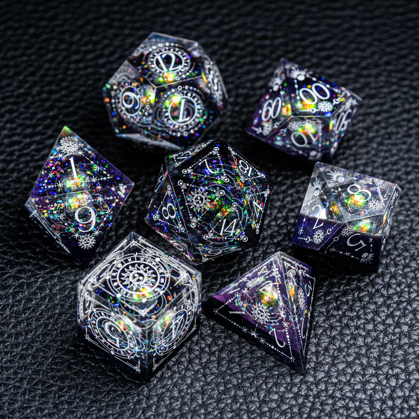 urwizards's tweet photo. Your party finds a set of dice that looks like it already knows the ending.
Galaxy resin, tarot engravings, and a little cosmic trouble in every roll.

#dnddice #ttrpgdice #dicegoblin #dungeonsanddragons #tarotdice #galaxydice #dicecollection https://t.co/dvfnqtAv93