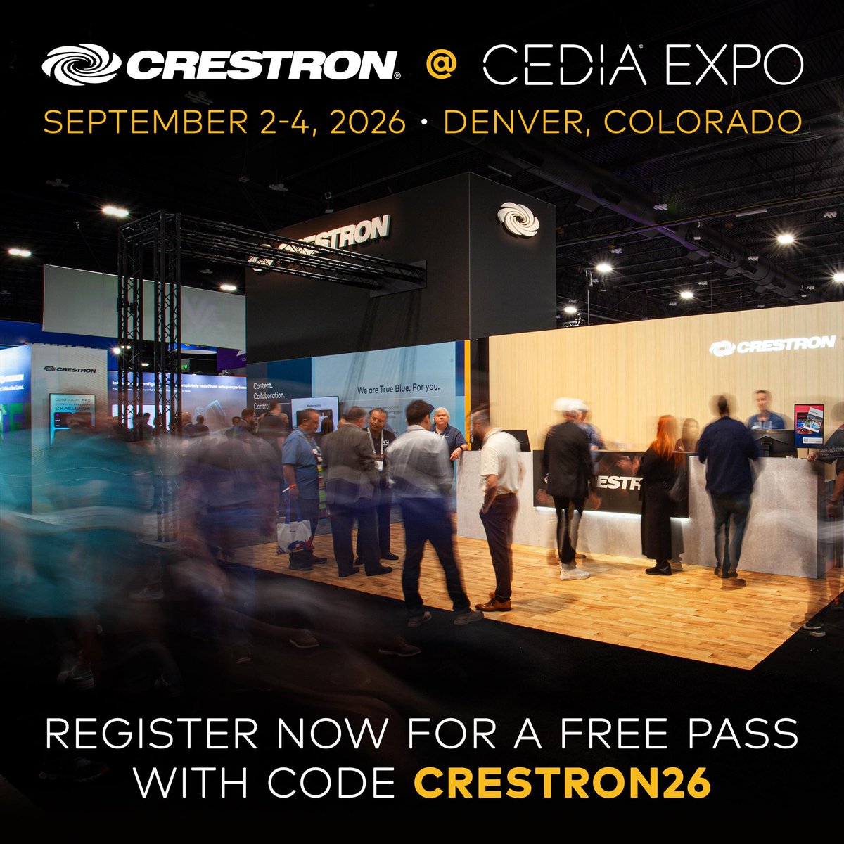 aneeshcrestron's tweet photo. We're gearing up for CEDIA Expo 2026. 

The Crestron team will be at Booth #2000 with the technology behind exceptional residential experiences. 

Use our code for a free Expo Only Pass: CRESTRON26

Register here: https://t.co/M359QAE0s7 https://t.co/JQ52mYJI30