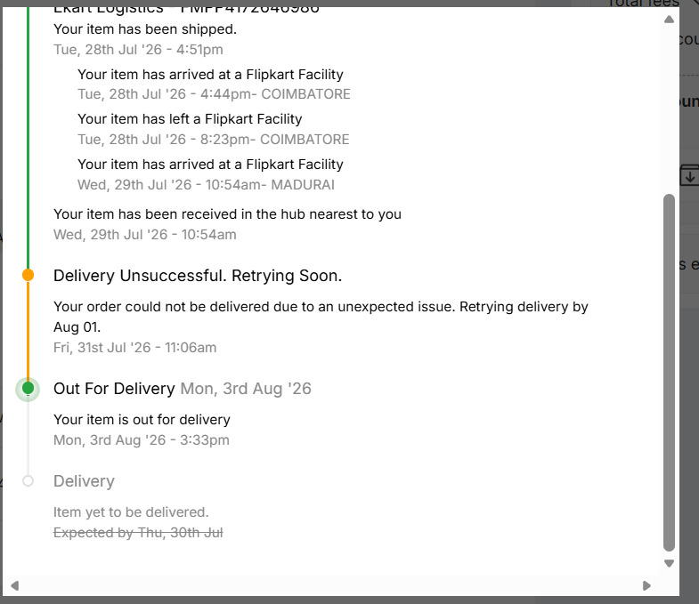 GGDilipKumar's tweet photo. @flipkartsupport @flipkartsupport @Flipkart Delivery person number is not getting connected &amp; site shows product is out for delivery, but in whatsapp already update received as, delivery will be attempted on 5th Aug. What's hpng with flipkart ? @jagograhakjago @JoshiPralhad @ASUSIndia https://t.co/G1i7GdnB9e