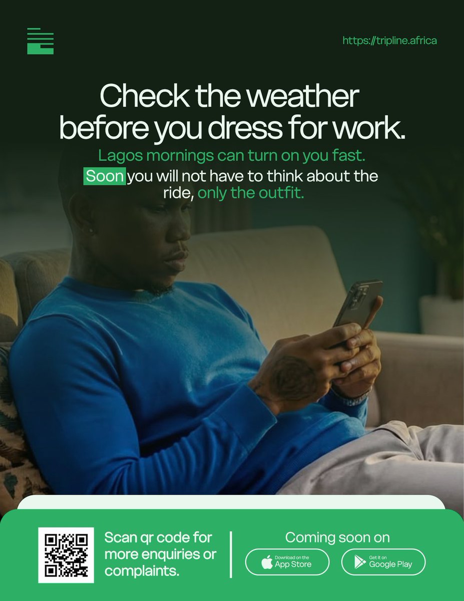TriplineAfrica's tweet photo. You: "The sun is out. No need for an umbrella."
Lagos: "Who told you?" 🌧️😂

You can't predict Lagos weather.

Soon, you won't need to stress about your ride either.

TripLine is coming. 🚍💚
#TripLine #Lagos #LagosTraffic #ComingSoon https://t.co/apzATd7ALA