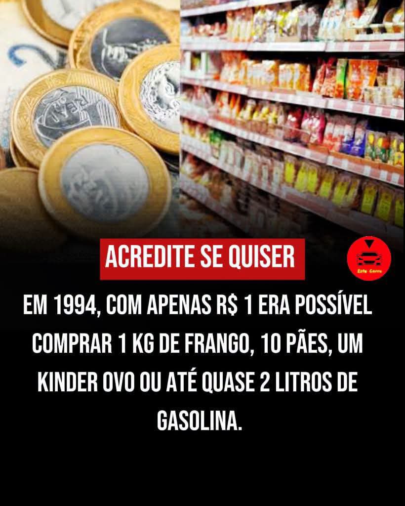 SensoCrtico1's tweet photo. Parece difícil de acreditar, mas em 1994, logo após o lançamento do Plano Real, R$ 1 tinha um poder de compra muito maior do que atualmente.

Na época, esse valor podia ser suficiente para comprar 1 kg de frango, cerca de 10 pães, um Kinder Ovo ou até quase 2 litros de gasolina, já que o combustível custava aproximadamente R$ 0,53 por litro.

De lá para cá, a inflação, o aumento dos custos de produção, dos impostos e das despesas de transporte mudaram completamente o poder de compra da moeda brasileira.

Hoje, com R$ 1, muitas vezes não é possível comprar nem mesmo um único pão em diversas cidades.

A comparação mostra como o custo de vida mudou ao longo das últimas décadas e desperta nostalgia em quem viveu aquele período.

Você lembra do que conseguia comprar com R$ 1 nos anos 90?
