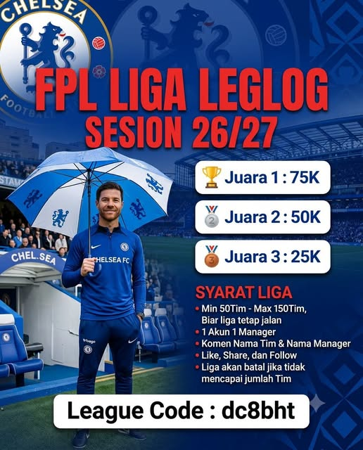 pisangij01's tweet photo. 38. FPL LIGA LEGLOG SESION 26/27

⚠️ ada kuorum: minimal 50 tim, maks 150 tim. kalo gak nyampe 50, LIGANYA BATAL

🏆 juara1 75rb, juara2 50rb, juara3 25rb

1 akun 1 manager, komen nama tim + nama manajer, like share follow. gak pake gform
⏰ tutup stlh gw1 kelar

Link dikomentar:👇