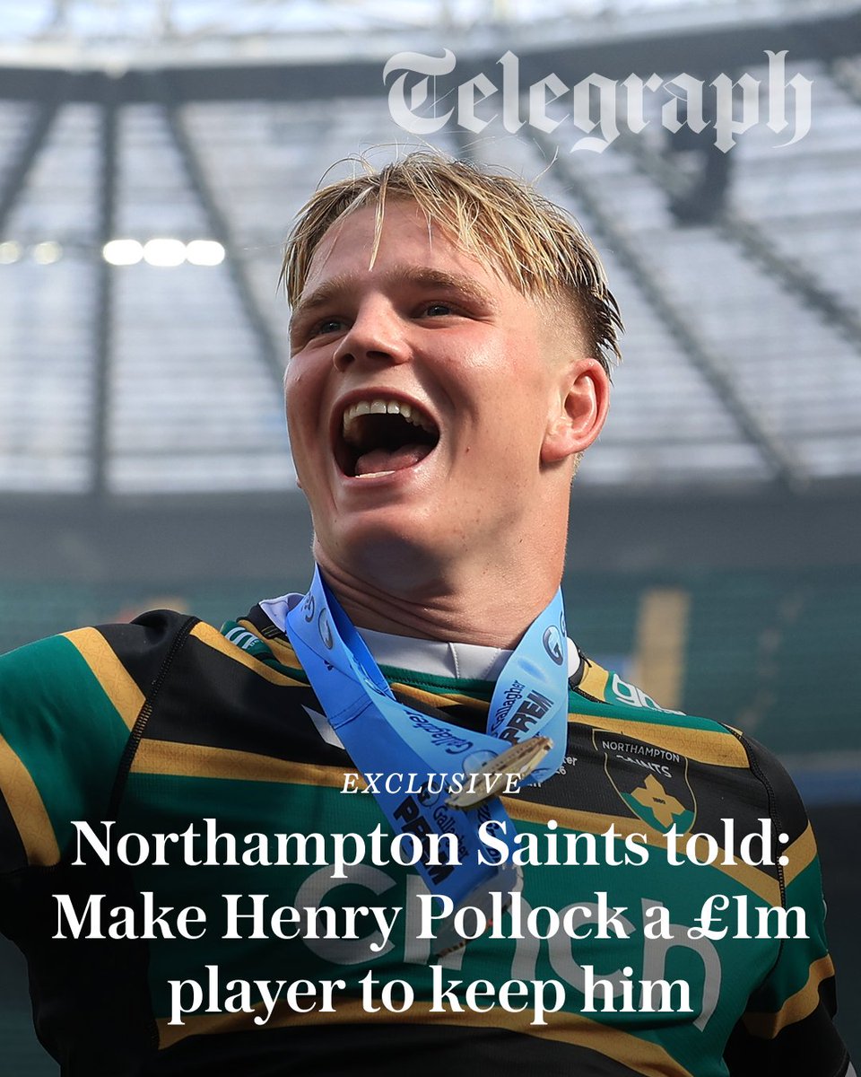 TelegraphRugby's tweet photo. 🚨 EXCLUSIVE: Eddie Hearn tells @GavinMairs that Pollock “cannot stay” at Northampton on his current salary 

"Henry Pollock puts bums on the seats. Henry Pollock drives viewership on TNT or wherever it's going to be. Henry Pollock sells shirts, right?"

https://t.co/LhogrcaRYQ https://t.co/tW3STSKF50