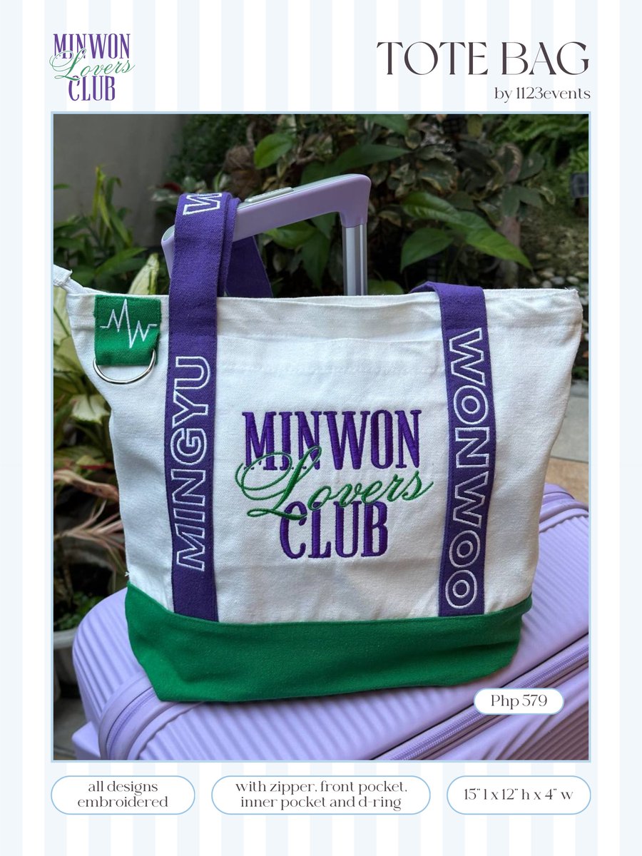 1123events's tweet photo. 𝐌𝐈𝐍𝐖𝐎𝐍 𝐋𝐎𝐕𝐄𝐑𝐒 𝐂𝐋𝐔𝐁
tote bag 

• all embroidered
• with front pocket and inner pocket  
• with zipper 
• 4-5 weeks prod 

p.o. period: 08/04 9:00pm ~ 08/14 11:59pm 
dp: ₱250, dop: 08/15 
balance: after production https://t.co/4TJLaJk6pP