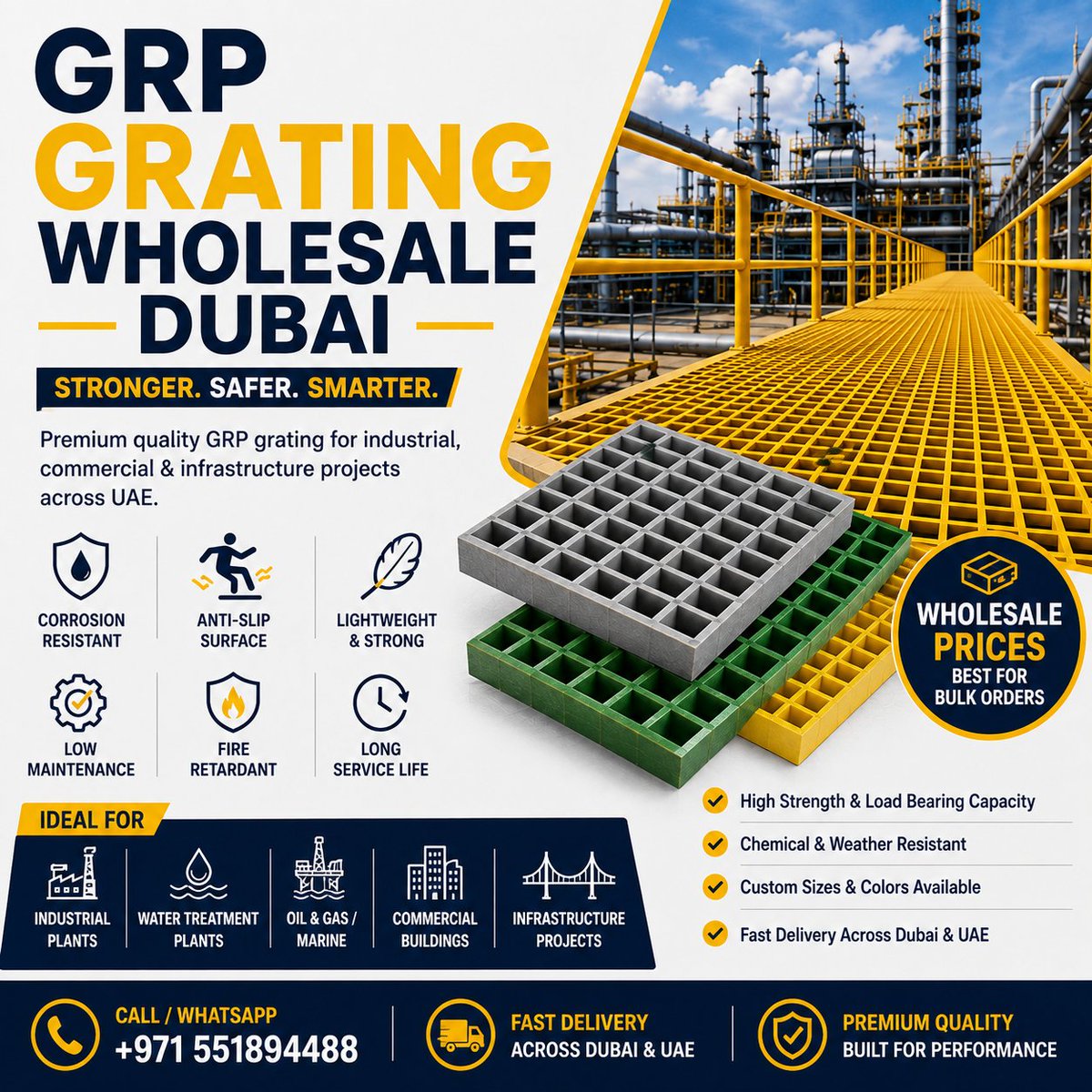 Al_Shamsi_Group's tweet photo. GRP Grating Wholesale Dubai

Looking for a trusted GRP Grating Wholesale Supplier in Dubai

📞 Get in touch today for wholesale pricing and project quotations

📱 Call / WhatsApp: +971 551894488
🌐 Website: https://t.co/OdFOPsOJKa

#GRPGrating #GRPGratingDubai #GratingWholesale https://t.co/kzwPCSA5PP