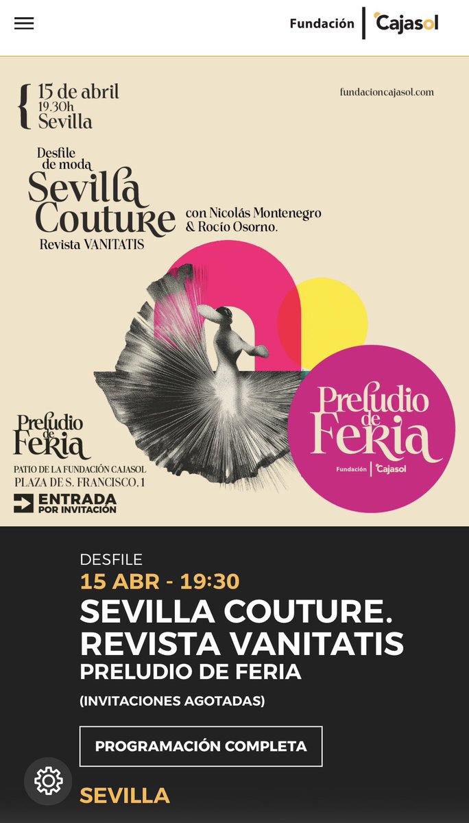 Jguay68's tweet photo. La Fundación Cajasol acogió Sevilla Couture, un desfile organizado junto a la revista VANITATIS que celebra la moda andaluza desde una mirada contemporánea. 

Cómo era aquello de la cárcel ?jejeje https://t.co/tt5b4ueuMV