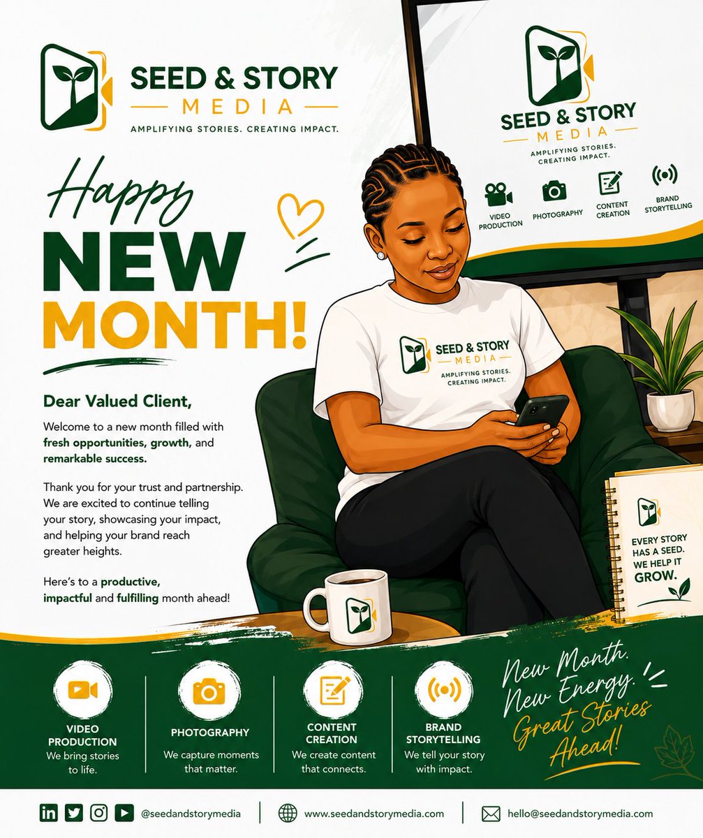 SeedStoryMedia2's tweet photo. Happy New Month!

Welcome to a new month filled with fresh opportunities, growth, and success.

Here's to another month of creating impact together!

Have a productive and prosperous month ahead.
#August_2026 #Agriculture #media https://t.co/GwK807KFn8