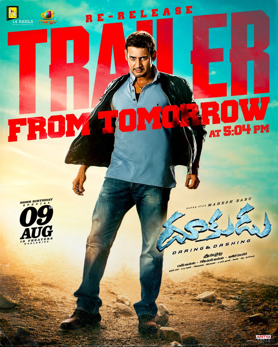 Dookudu4KMovie's tweet photo. Tomorrow, every frame brings back the nostalgia of Industry Blockbuster #Dookudu 🤩🔥

Re-Release Trailer Tomorrow @ 5:04 PM ❤️‍🔥

Book Your Tickets Now!
🔗 https://t.co/0QFpgidrDf

Celebrate SSMB’s Birthday with #Dookudu4K in theatres worldwide on August 9th 🌟

#DookuduReRelease https://t.co/HlP88EwhiA