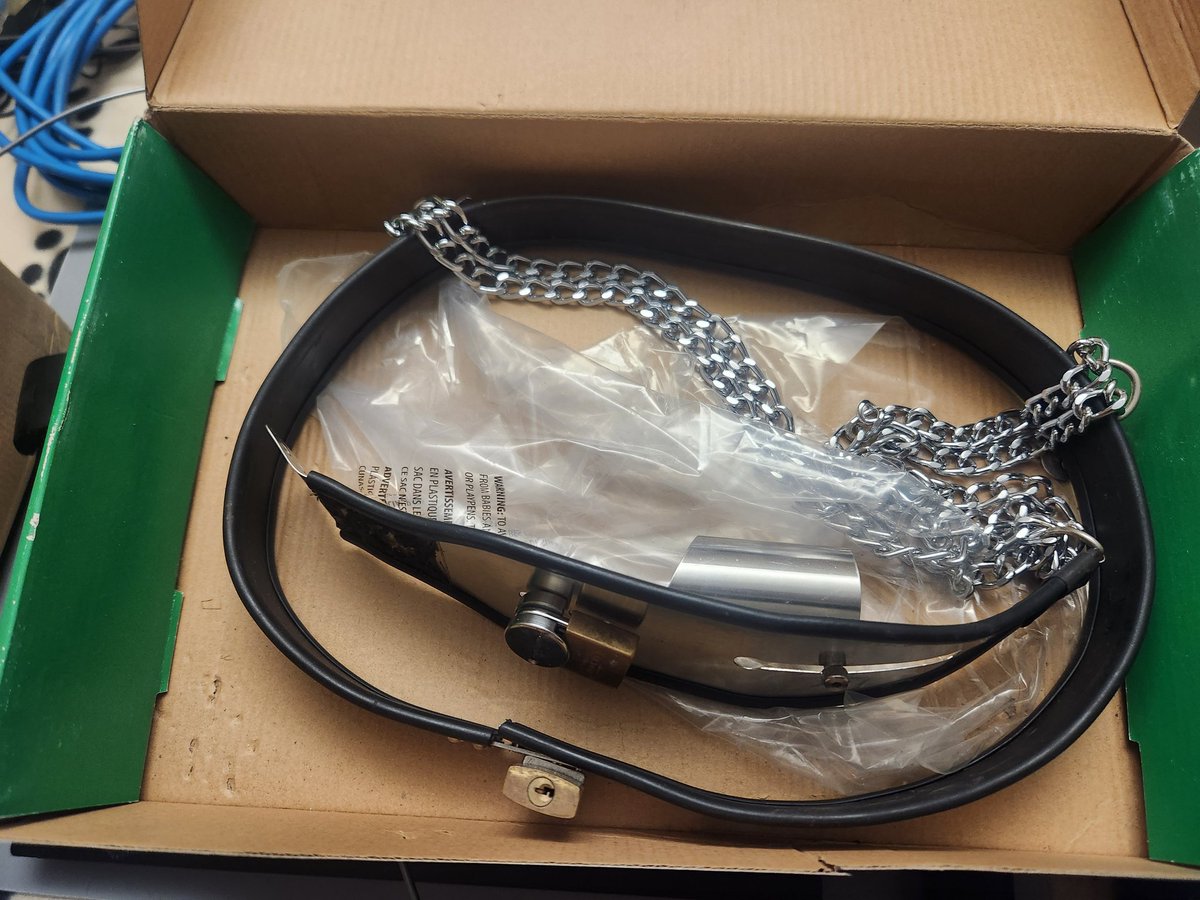 BanditShepherd's tweet photo. Original Access denied chastity belt, time to get it out of my storage unit, anyone interested? It should be considered more of a collector's piece, but it is solid. https://t.co/zPRYvGF8Bu