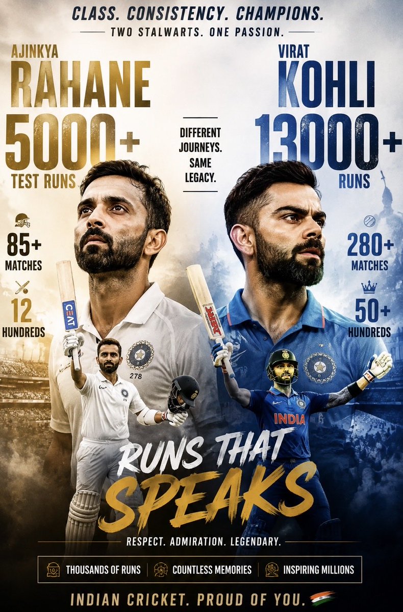 Drcransi's tweet photo. @imVkohli @ajinkyarahane88 #Virat  #Rahane https://t.co/yZJv5nDQbM