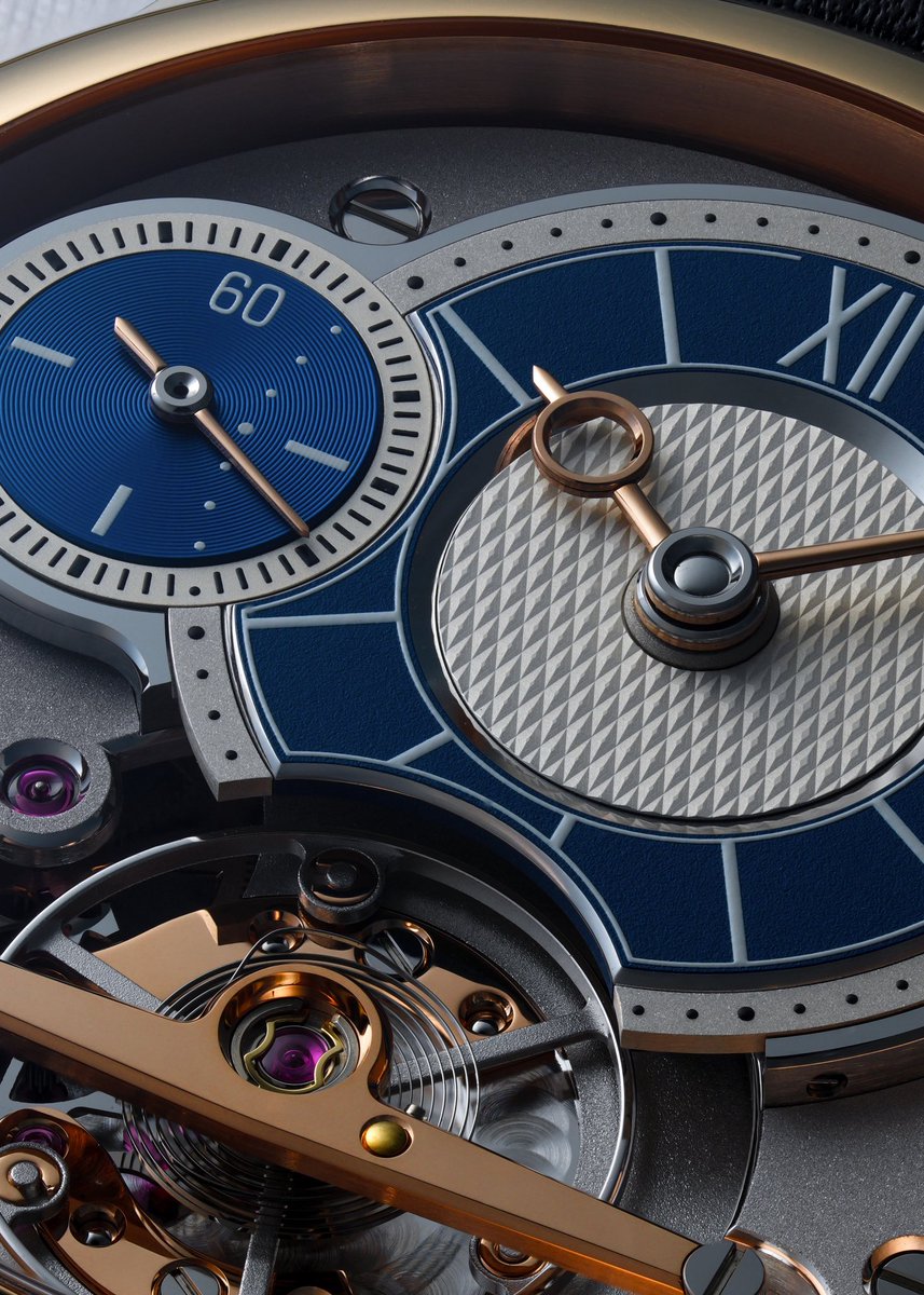hairspringwatch's tweet photo. Exclusives, recently sold privately. A piece unique Origine from Sylvain Pinaud, created to build on its inherent offset dial with asymmetric materials. Created from contrasting white and pink gold, its case also features redesigned compact lugs for this example. The dial guilloché pattern is distinct, inspired by a clock in Pinaud's atelier. Building on the two-tone aesthetic, is calibre and handset has also been reworked in new materials from the balance bridge to the handset. The Origine won the Horological Revelation prize at the 2022 GPHG. This piece unique is a revelation for contemporary two-tone independent watchmaking. Born of clear vision, optimism, and experimentation, it imagines a contemporary bimetal aesthetic: unbalanced in materials, asymmetric in design, yet harmonious in reality. https://t.co/M2C4bgt3lD