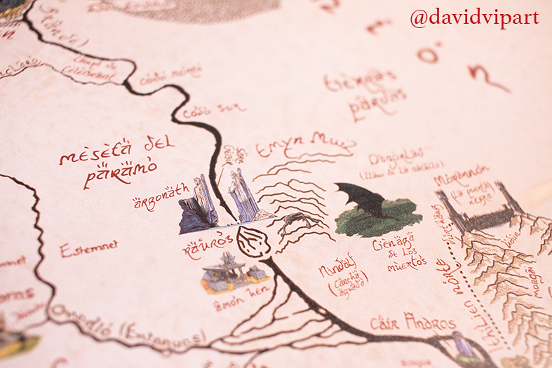 davidvipart's tweet photo. Rememora la trilogía de 'El Señor de los Anillos' con este mapa de la Tierra Media ilustrado a mano a lo largo de un año y caligrafiado con el estilo de letra de Frodo, Sam, Bilbo, Gandalf y Aragorn 🪶 https://t.co/8O1H7wnjky
