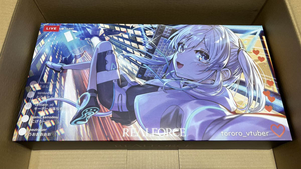 NaoChannel2525's tweet photo. 推しのキーボードを買いました！
見た目も質感も最高です。静電容量無接点方式は初めて使いますが、打鍵感がとっても良い！
大切に使いたいと思います！
#猫麦とろろ https://t.co/lXIJsE296s