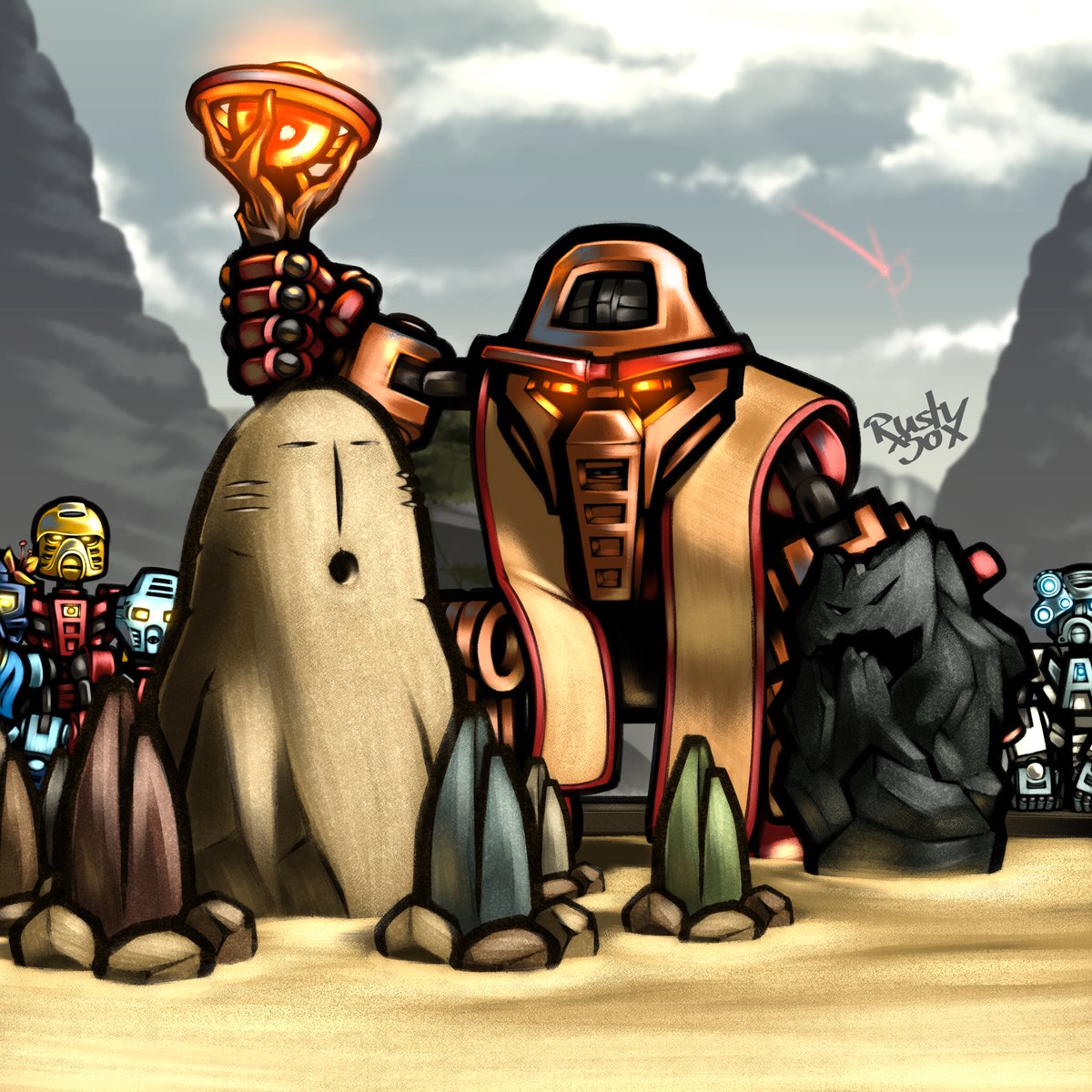 rusty_box's tweet photo. On the mysterious island of Mata Nui, legends were told to the Matoran about a Great Spirit and his traitorous "brother", Makuta.

Road To #810NICLEDay - Keeper of Legends

#Bionicle #bioniclefanart #lego #matanui #makuta #toa #matoran #turaga #fanart #art #digitalart https://t.co/esEHl3VAWH