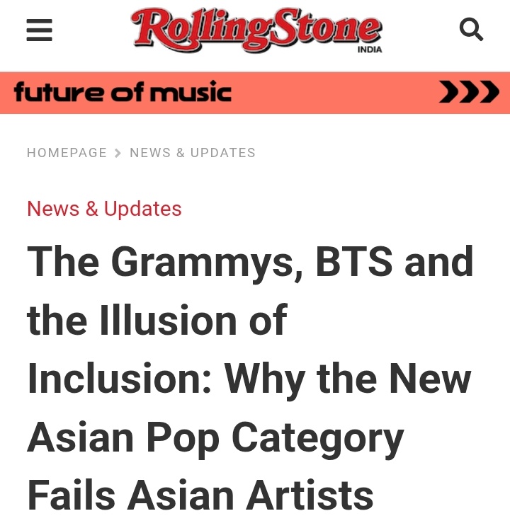 rize07addict's tweet photo. [Rolling Stones India] "The Grammys, #BTS and the Illusion of Inclusion: Why the New Asian Pop Category Fails Asian Artists"

Ricky Kej says "As a three-time Grammy Award winner and an Asian musician living and working on the continent, this is precisely why I feel compelled to speak up. The Academy’s recent announcement of a new Best Asian Pop Performance category misses the mark on what genuine global inclusion requires."

"While I understand why the iconic supergroup #BTS took a strong stand by skipping the Grammys entirely, this situation highlights a growing disconnect between how international artists are honored and how they are categorized."

"The Recording Academy's clarification for this new category after #BTS's boycott announcement overlooks a very real administrative constraint. If an artist like BTS submits a track to Best Asian Pop Performance, that same track automatically becomes ineligible for standard, genre-neutral categories where it might naturally belong, such as Best Pop Duo/Group Performance, Best Pop Solo Performance, Best Dance/Electronic Recording, Best R&B Solo Performance, Best Melodic Rap Performance, or Best Dance Pop Recording. Furthermore, even if an artist opts to enter a broader pop category, the Academy’s Genre Committees hold the administrative discretion to reassign the entry to the Asian Pop category. In my past experience, these decisions are typically non-appealable."

"The unintentional result is a framework that risks structurally segregating Asian artists. By creating geographically bounded categories like “Best Asian Pop Performance” or “Best African Music Performance,” we aren’t fully integrating world music into the main stage and risk excluding diverse regions from the historically prestigious categories that carry the most weight. It inadvertently sends a message that international excellence is celebrated primarily within a designated corner."

"Another fundamental issue is that “global diversity” is still frequently viewed through an American-centric lens, this disconnect becomes clear in the scope and criteria of the category itself. The current guidelines highlight K-Pop, J-Pop, and C-Pop. Asia is a vast continent of over 4.5 billion people. Where does this leave the rich, profound musical traditions of India, Sri Lanka, Iran, Qatar, Saudi Arabia, Vietnam, Thailand, Singapore, Türkiye, or Armenia? While not explicitly excluded, they are functionally overlooked."

#ArtHasNoAliens
https://t.co/QhuA30p1Gs