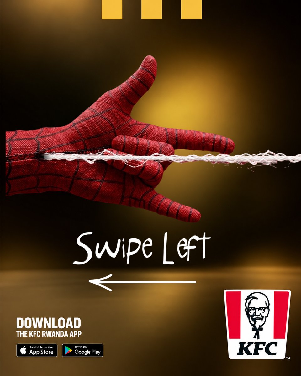 KFCinRwanda's tweet photo. With great cravings comes great responsibility. 🕸️🍔
Download the KFC Rwanda App and make the Kibasumba Big Boss Burger your next mission.
#KFCRwanda #SpiderManBrandNewDay #KibasumbaBigBoss #BurgerTime #FingerLickinGood https://t.co/QFIyIyYGXx