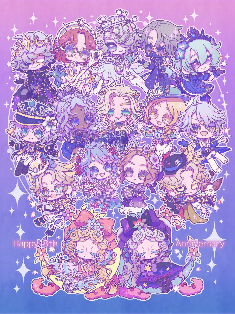 hoshimogpot's tweet photo. ◆work◆
第五人格8周年おめでとうございます！
8周年記念に8年目に実装されたキャラの一部を描かせていただきました。
8年目は体感星モチーフや星柄衣装が多かったように感じますが今年はどうなるのか今から楽しみです✨

#第五人格８周年
#第五人格 https://t.co/cmJEGiiDsb