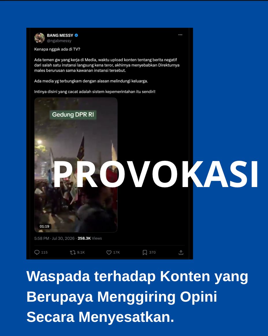 Riyah_na99's tweet photo. Indonesia membutuhkan masyarakat yang cerdas dalam menyikapi informasi, karena itu mari Lawan Provokasi Buzzer dengan bijaksana. #ProvokatorBulanAgustus https://t.co/Ki6xmVC53L