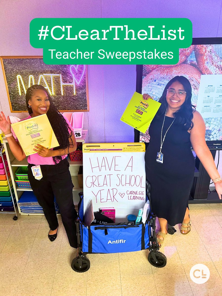 carnegielearn's tweet photo. Teachers, let us help you #CLearTheList! 💥

Follow these steps for a chance to win a $200 Amazon gift card.

💙 Tell us why you stay in the classroom
✅ Follow us
🤳 Share this post

One winner will be randomly selected on 8/10.

#TeacherGiveaway #ClassroomWishlist #BackToSchool https://t.co/bvNv8LB2su
