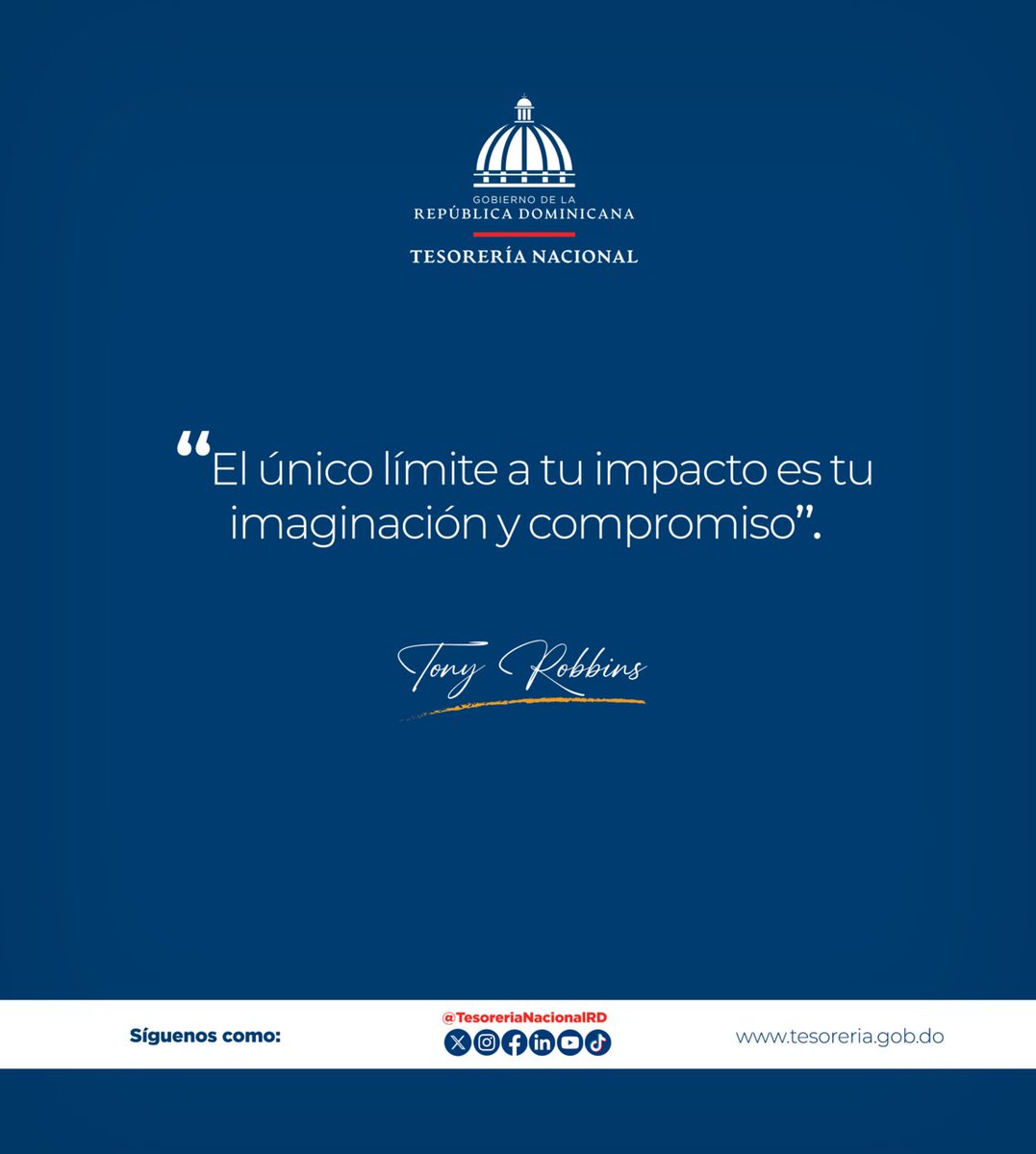 TesoreriaRD's tweet photo. Buenos días! 😀☀
Feliz y bendecido día.

#FrasesTN
#TesoreriaNacionalRD https://t.co/Iftd3K06CR