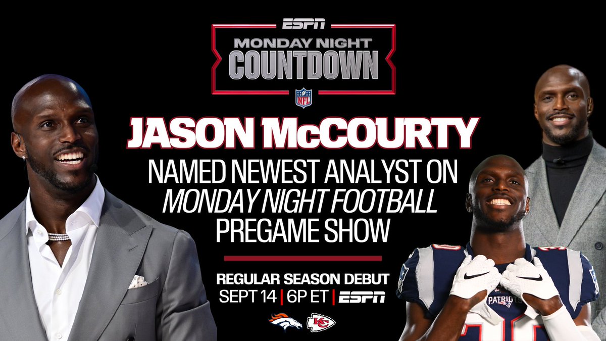 ESPNPR's tweet photo. Welcome to the Monday Night Countdown team, @JasonMcCourty

The @espnnfl analyst will join the desk this fall🏈 https://t.co/6jZqvjKy1v